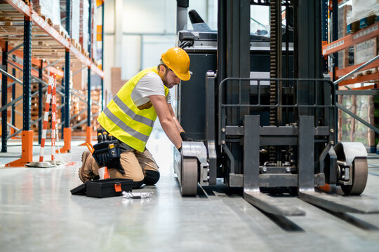 Phantom Lift Trucks technician performing forklift preventive maintenance
